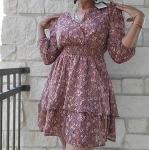 Spirit Of Grace Masala Mustard Mauve Boho Floral Dress